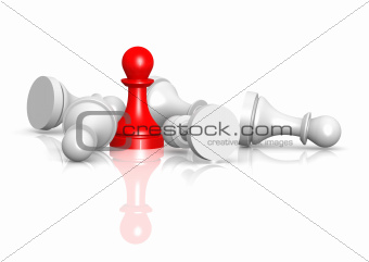 Red pawn over white