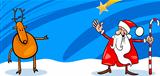 Santa and Reindeer cartoon card