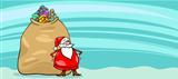 Santa Claus and sack cartoon card