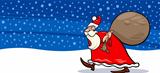 Santa Claus with sack cartoon card