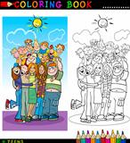 Happy Teenagers group for coloring