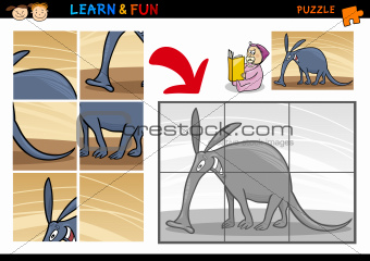 Cartoon aardvark puzzle game