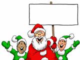 Santa and Elves With Blank Sign