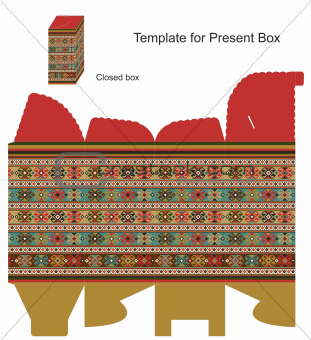 Present box with ethnic ornaments