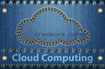 Cloud on blue jeans background
