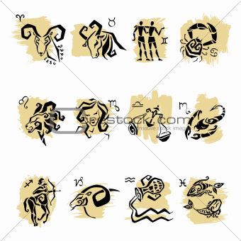 Zodiac. Set of horoscope symbols,