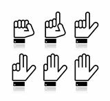 Counting hand signs - vector isolated on white
