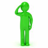 3D green man soldier salutes