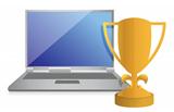 trophy and laptop illustration
