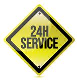 24 hour service yellow sign