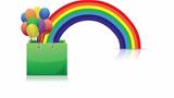 shopping bag, rainbow and balloons