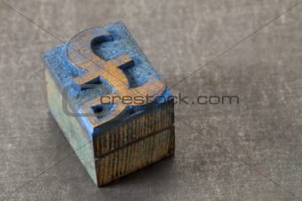 pound symbol - wood type block