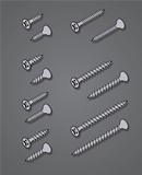 technical drawing of screws in isometric view