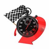  Checkered Flag with Stopwatch and Arrow.
