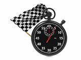 Stopwatch with checkered flag.