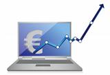 euro currency graph and laptop