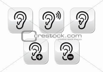 Ear hearing aid deaf problem buttons set