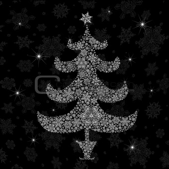 Christmas tree silhouette. Vector illustration, EPS8