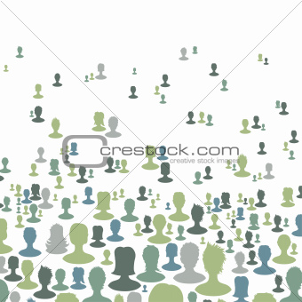 Social network concept background, Many people silhouettes. Vect