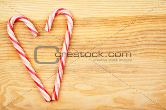 Heart made from candy canes