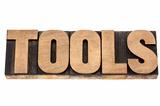 tools word in wood type