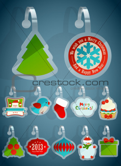 Set of Christmas stickers.