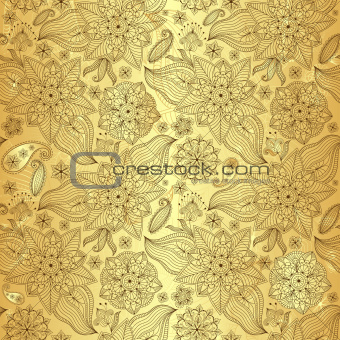 Gold lacy seamless pattern