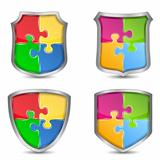 Shields with puzzle pieces