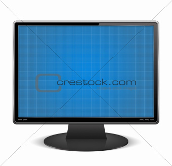 Graph paper on the screen of computer monitor