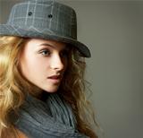 Young Blonde Woman with Hat and Scarf