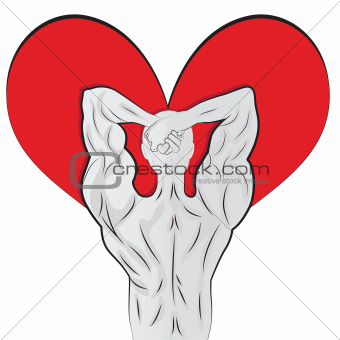 Man body shaped as heart for valentine day