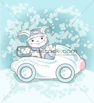 Boy and snow car