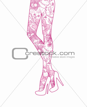 Fashion legs with flower decor