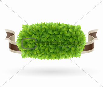 Farm Fresh label with green leaves texture