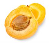 Ripe apricot sectioned by knife