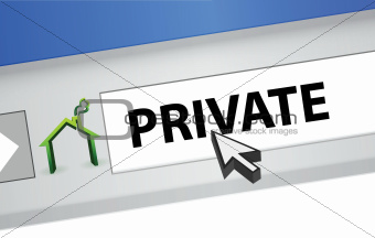 internet browser with the word private