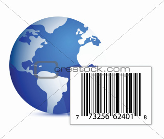 globe and barcode