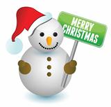 snowman and merry christmas sign