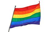 Rainbow flag on white background