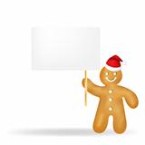 Gingerbread Man With Blank Gift Tag And Santa Hat