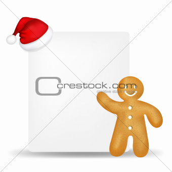 Gingerbread With Paper And Santa Hat