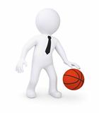 White human playing basketball