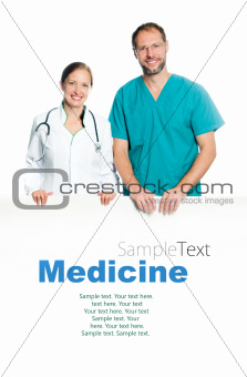 doctors holding  blank board