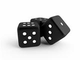 Three black dice cubes on a white background