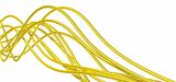 fibre-optical  yellow metallic cables on a white background