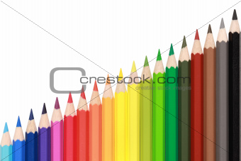 Crayons forming a rising diagramm
