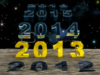New Year 2013 over the sand of time