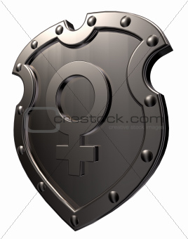 female symbol on shield