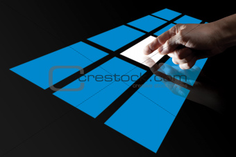 Finger Touching  Blue Digital Touch Screen