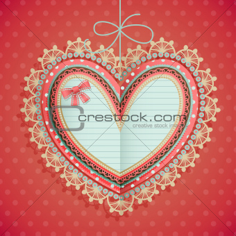 Valentine`s Day vintage card with heart